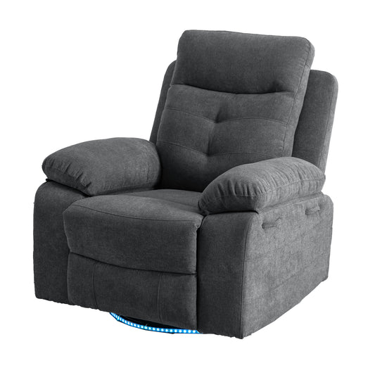 Dark Grey Power Recliner with Bluetooth & Storage