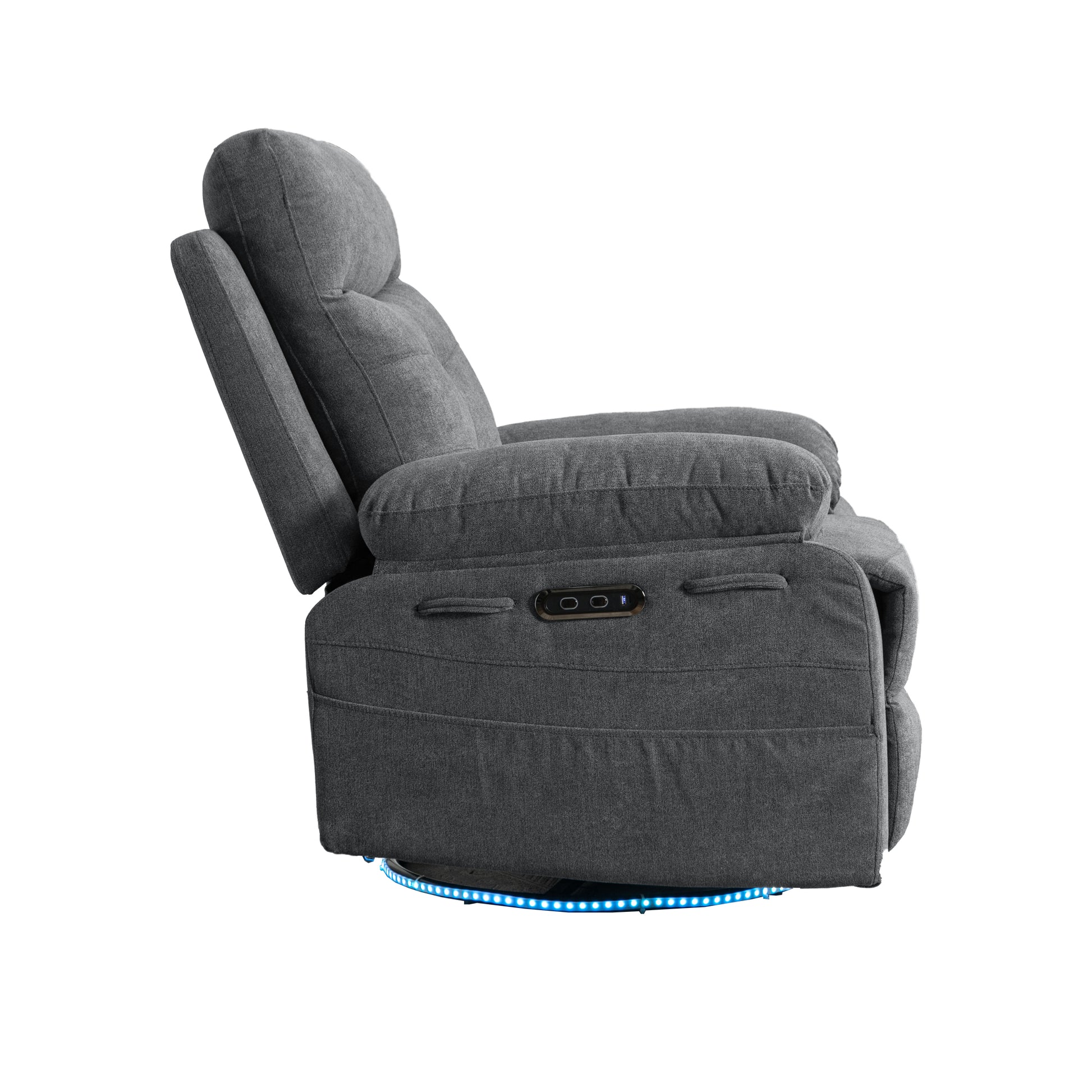 Dark Grey Power Recliner with Bluetooth & Storage