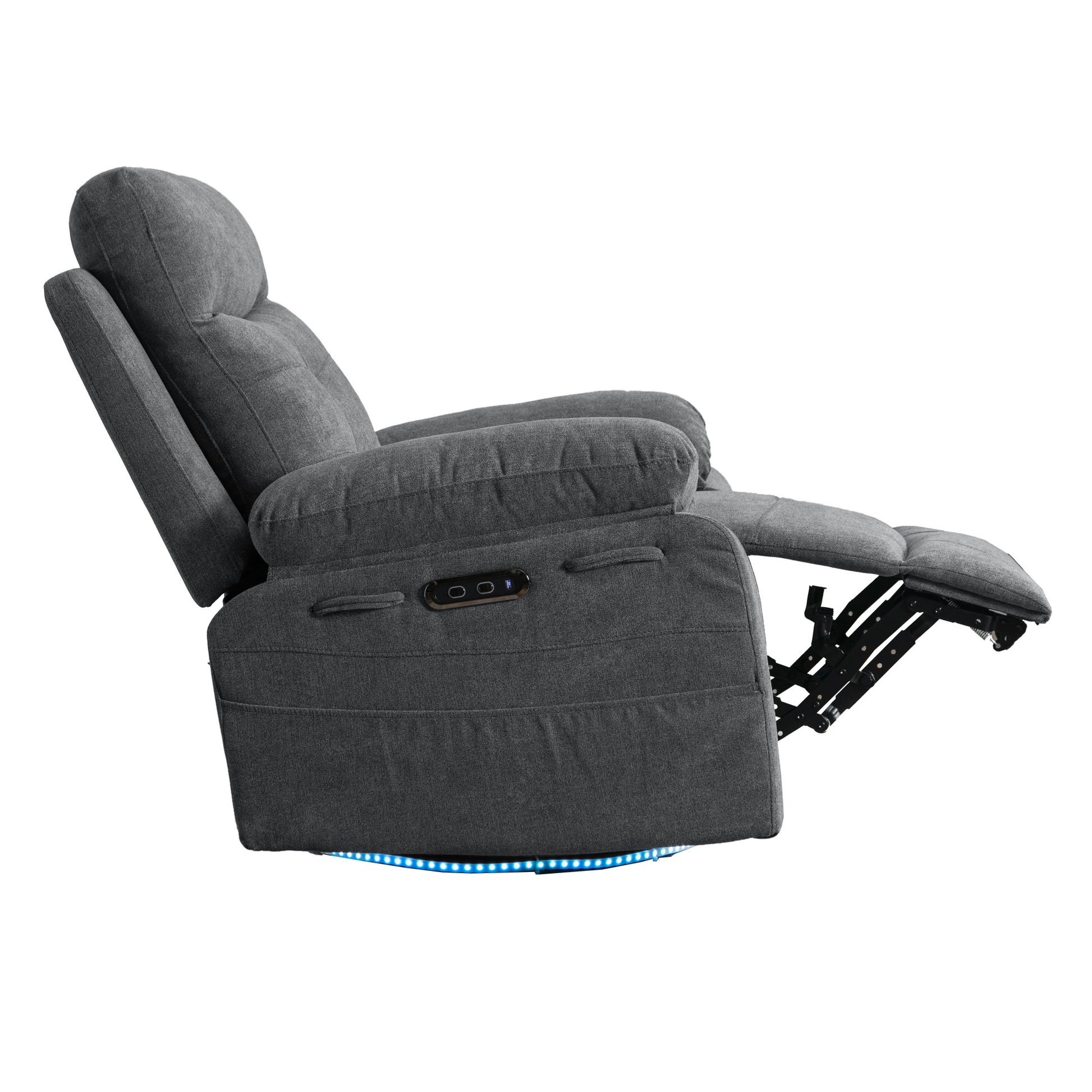Dark Grey Power Recliner with Bluetooth & Storage
