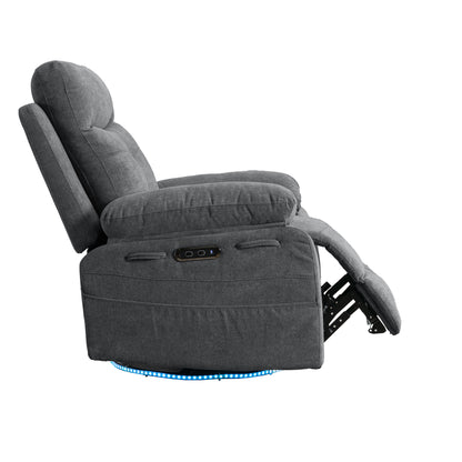 Dark Grey Power Recliner with Bluetooth & Storage