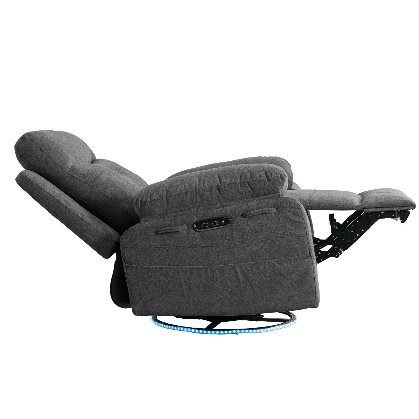 Dark Grey Power Recliner with Bluetooth & Storage