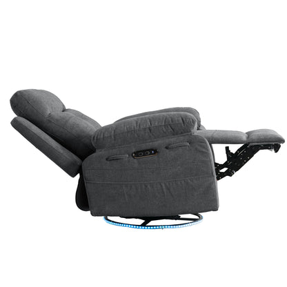 Dark Grey Power Recliner with Bluetooth & Storage