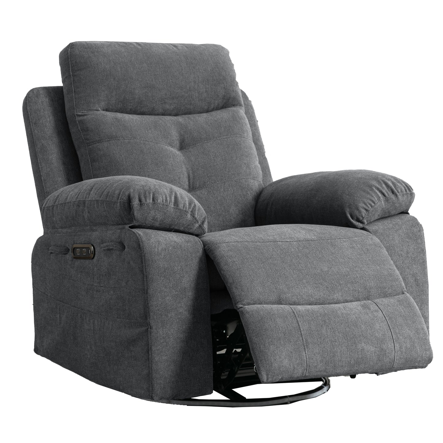 Dark Grey Power Recliner with Bluetooth & Storage