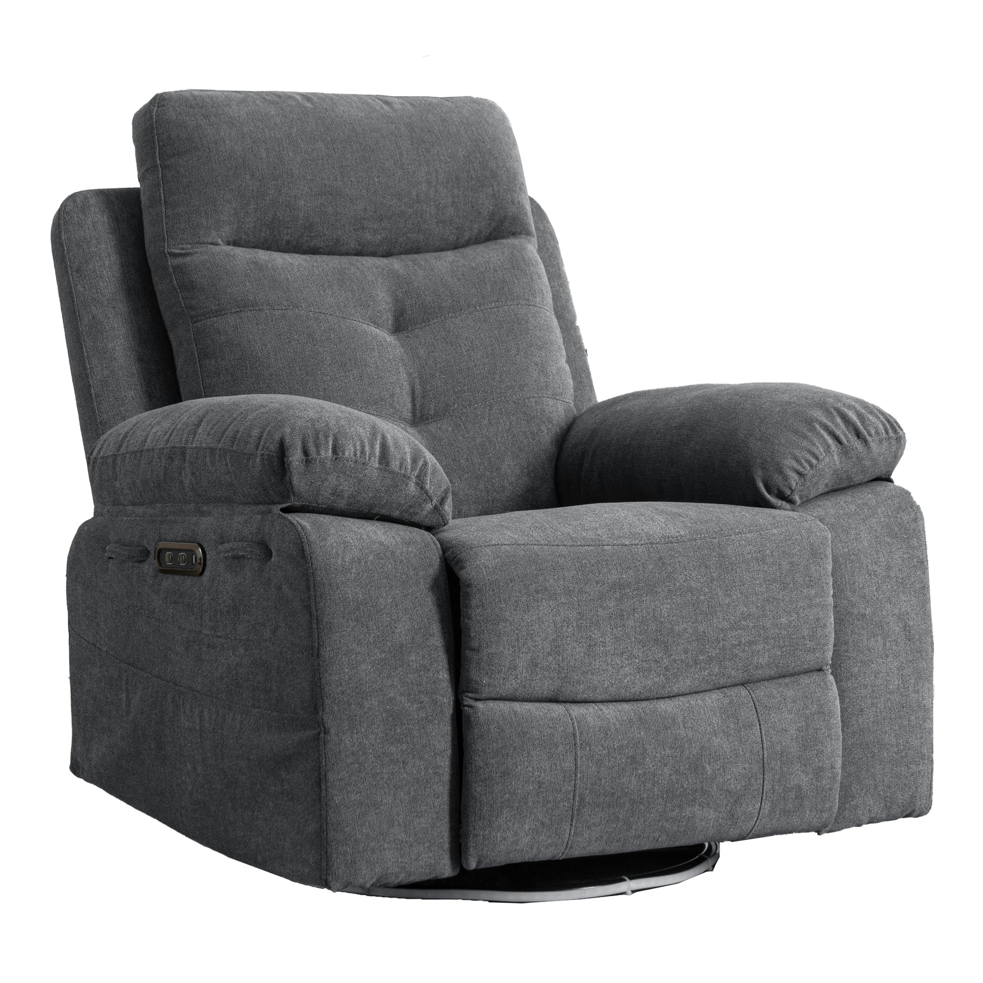 Dark Grey Power Recliner with Bluetooth & Storage