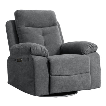 Dark Grey Power Recliner with Bluetooth & Storage