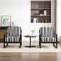 Mid-Century Modern Fabric Lounge Chair, Single Sofa Chair with Armrests, Upholstered Lounge Chair with Wooden Frame, Suitable for Living Room/Bedroom/Study,Black and white stripes(One Pack)