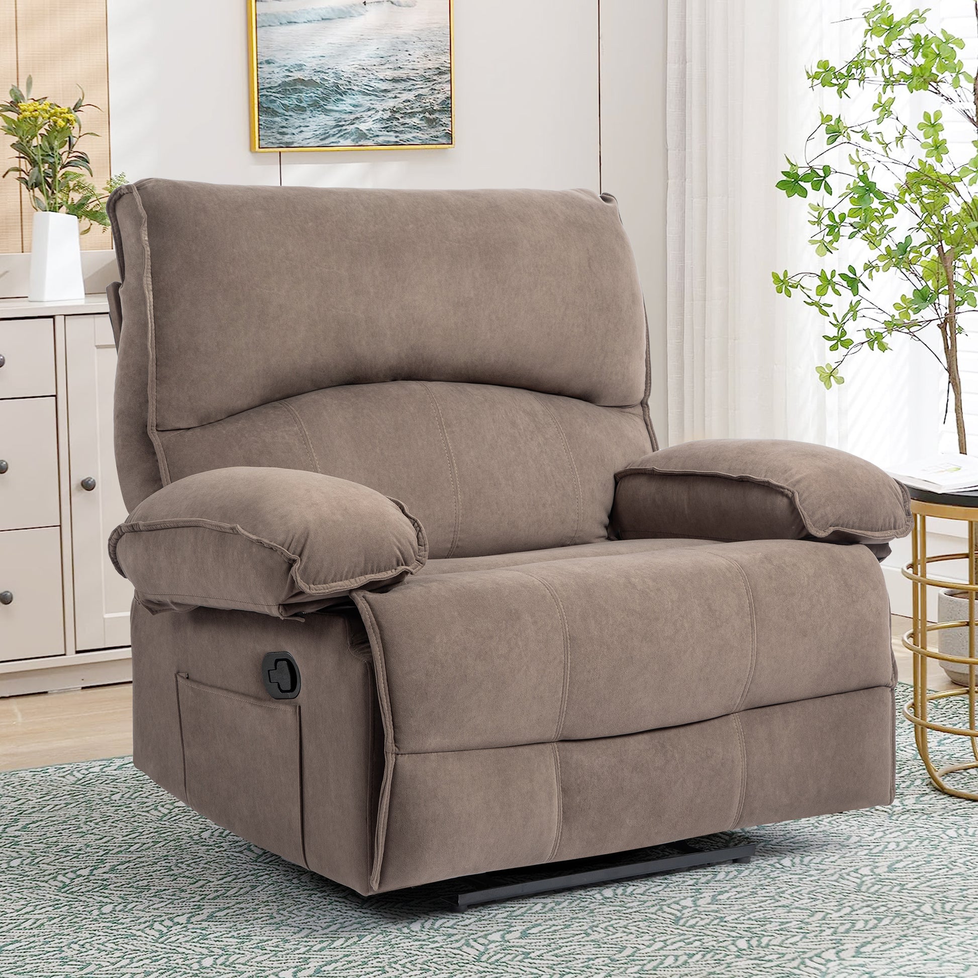 Brown Velvet Recliner Chair - 27.5" Wide Seat