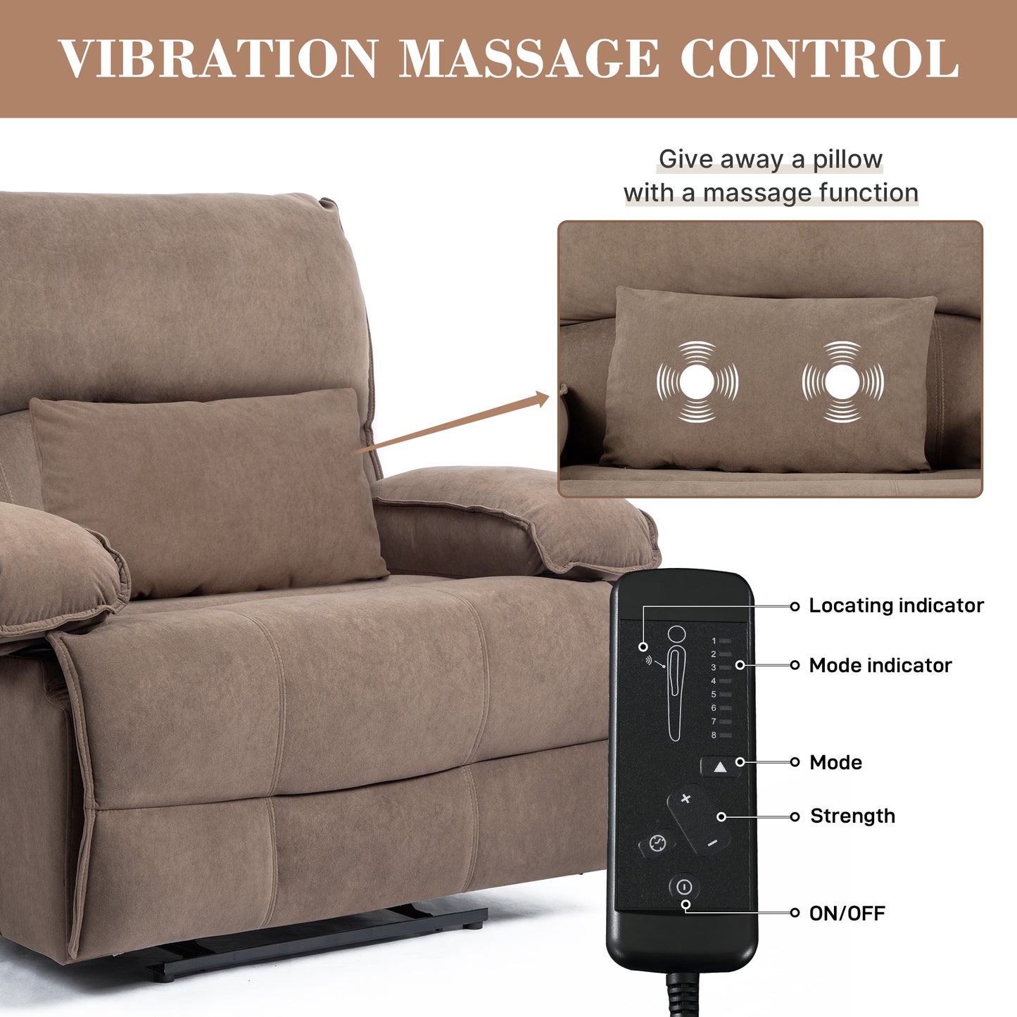Brown Velvet Recliner Chair - 27.5" Wide Seat