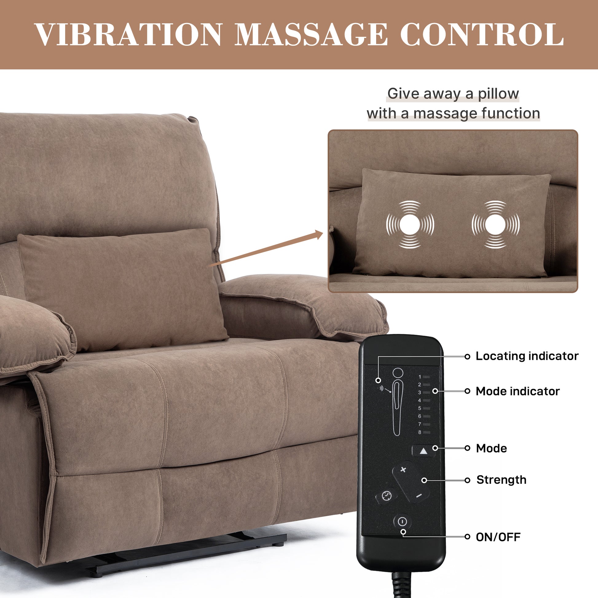 Brown Velvet Recliner Chair - 27.5" Wide Seat