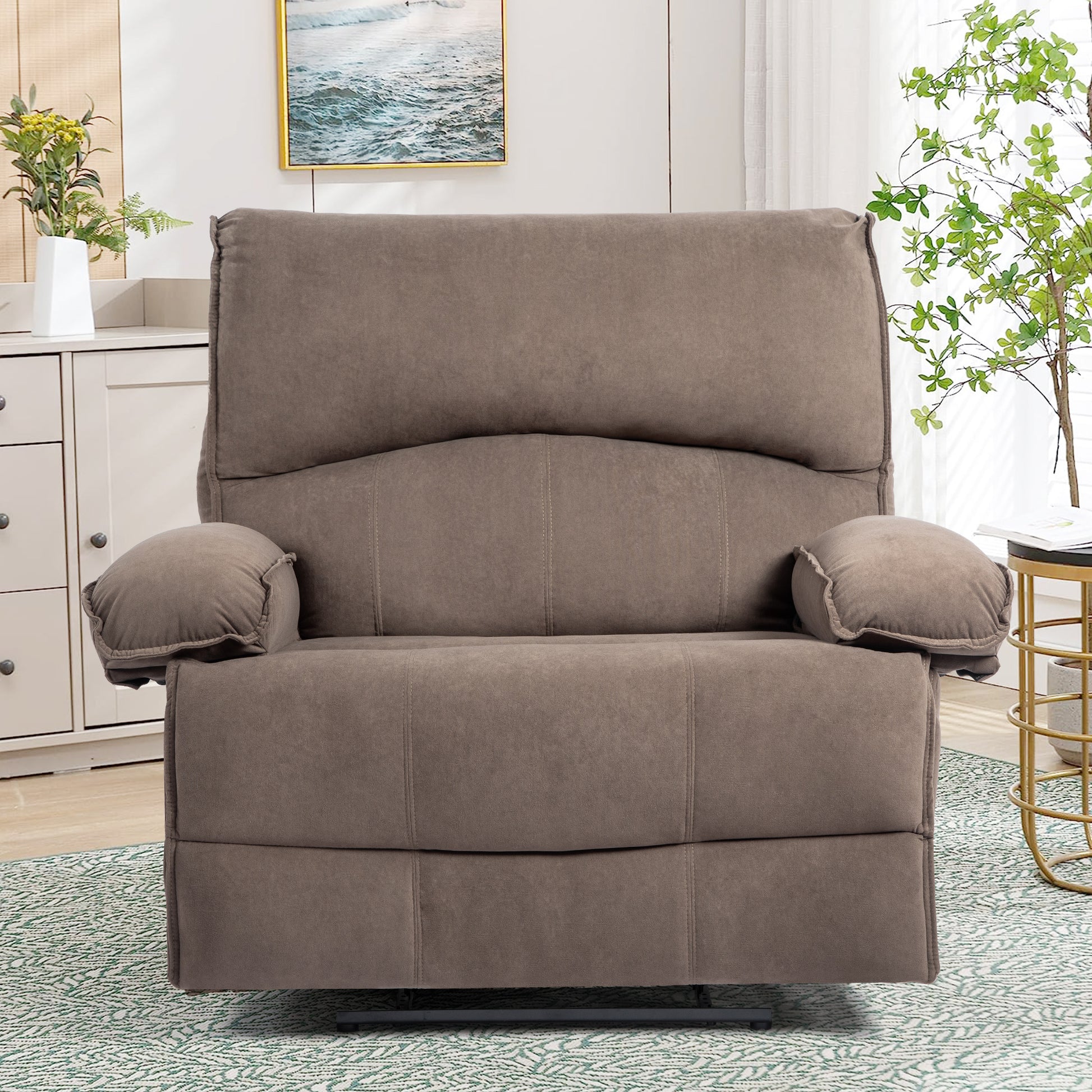 Brown Velvet Recliner Chair - 27.5" Wide Seat