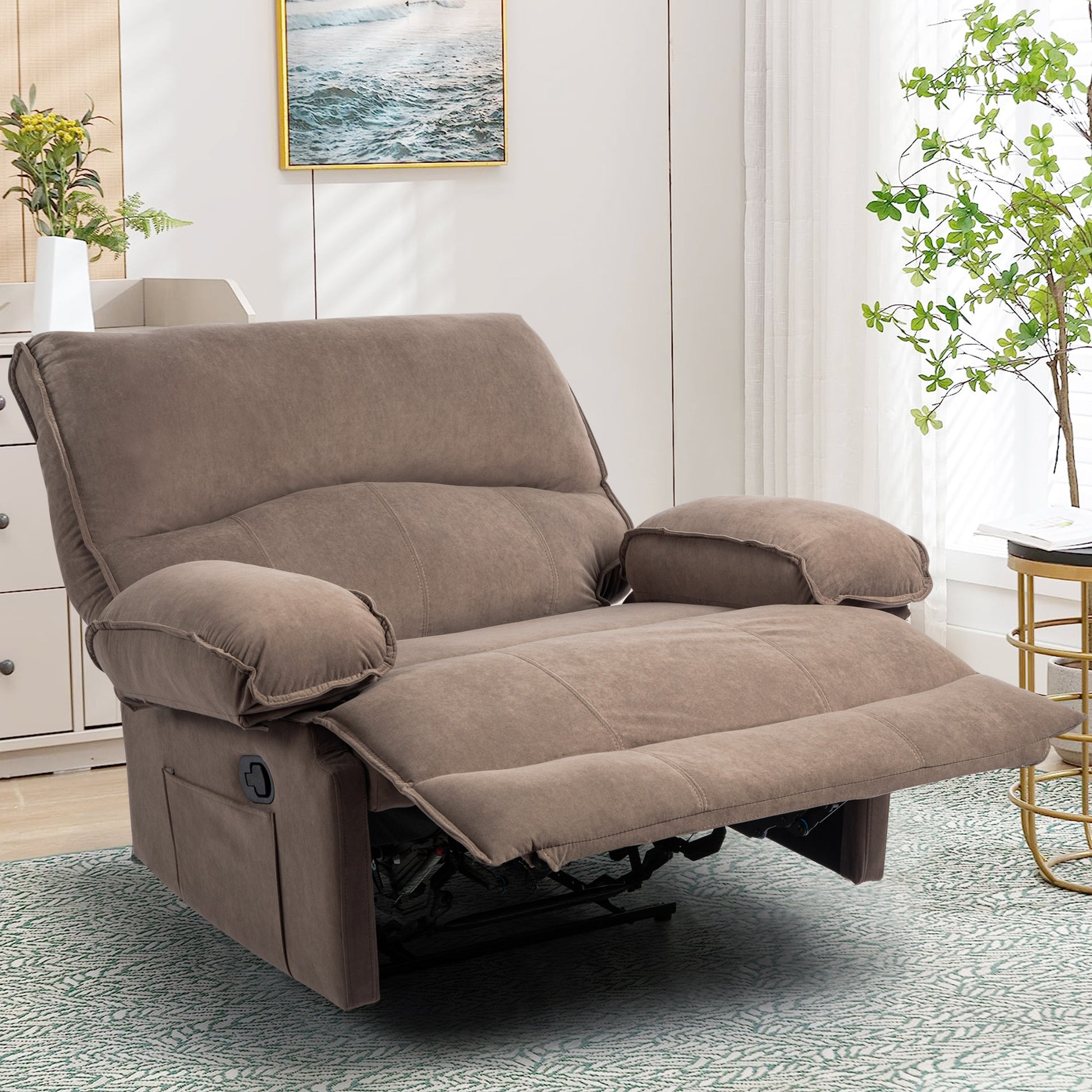 Brown Velvet Recliner Chair - 27.5" Wide Seat
