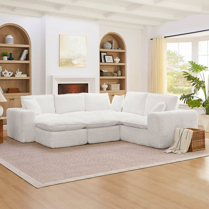 107" Modern Boucle L-Shaped Sectional Sofa - Beige
