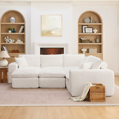 107" Modern Boucle L-Shaped Sectional Sofa - Beige