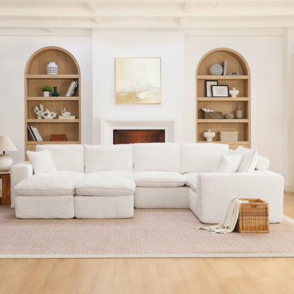 107" Modern Boucle L-Shaped Sectional Sofa - Beige
