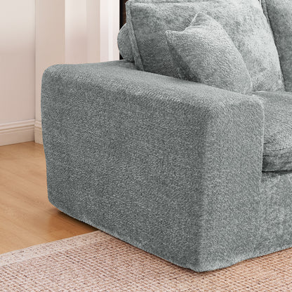 Grey Boucle Modular Sectional Sofa - 6 Seat Living Room