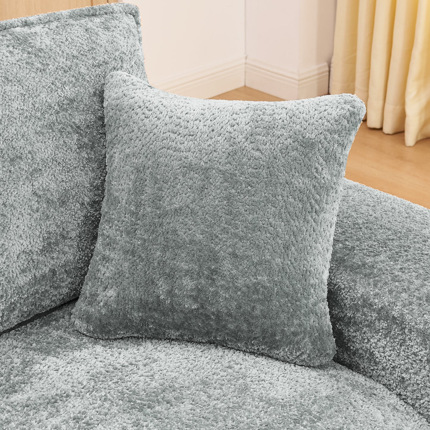 Grey Boucle Modular Sectional Sofa - 6 Seat Living Room