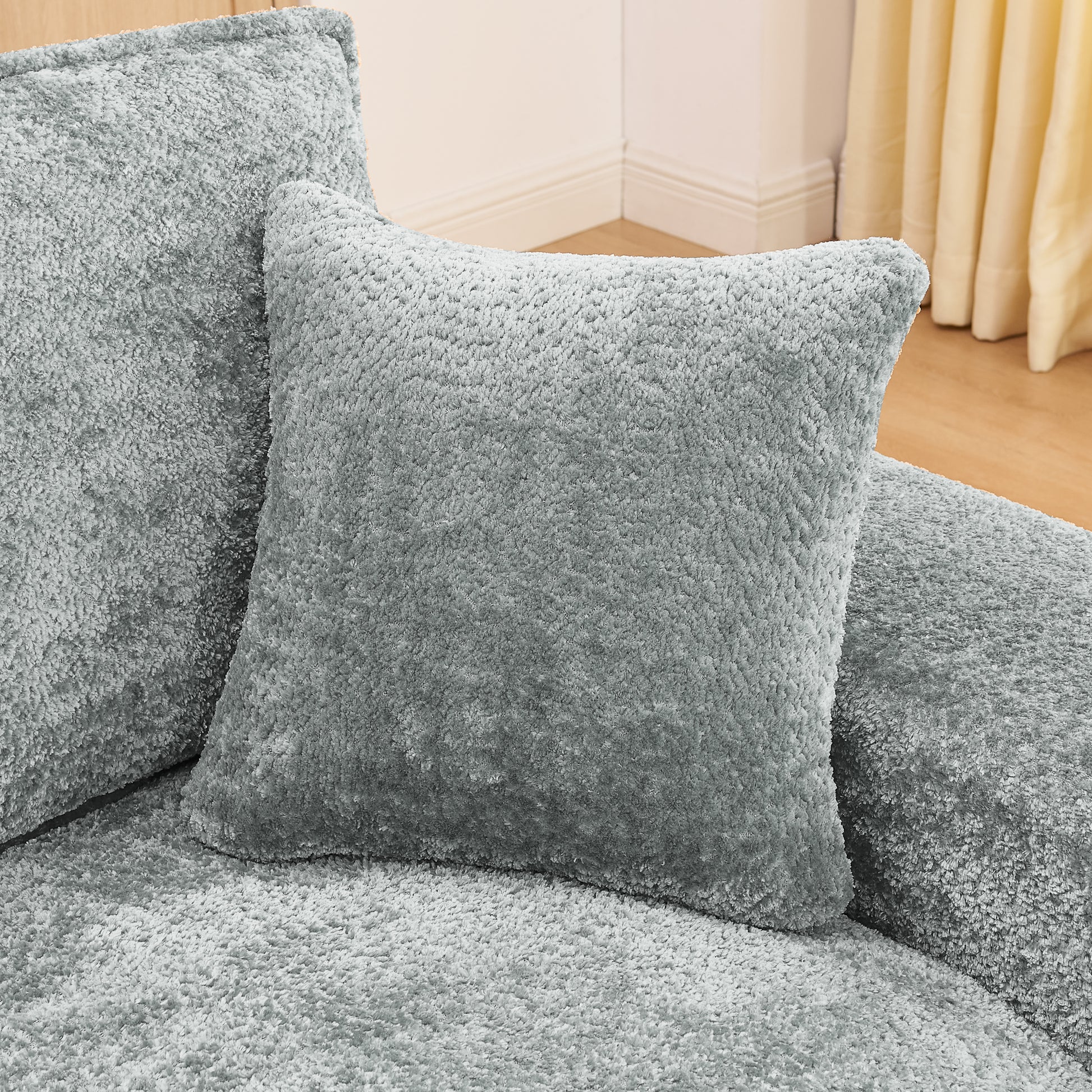 Grey Boucle Modular Sectional Sofa - 6 Seat Living Room
