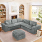 107'' Modern Boucle L-shaped Sectional Sofa with Moveable Ottoman for Living Room, Comfy Cloud Couch with Pillows, DIY Combination
