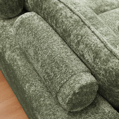 Green Boucle Modular Sectional Sofa - 6 Seat L Shape