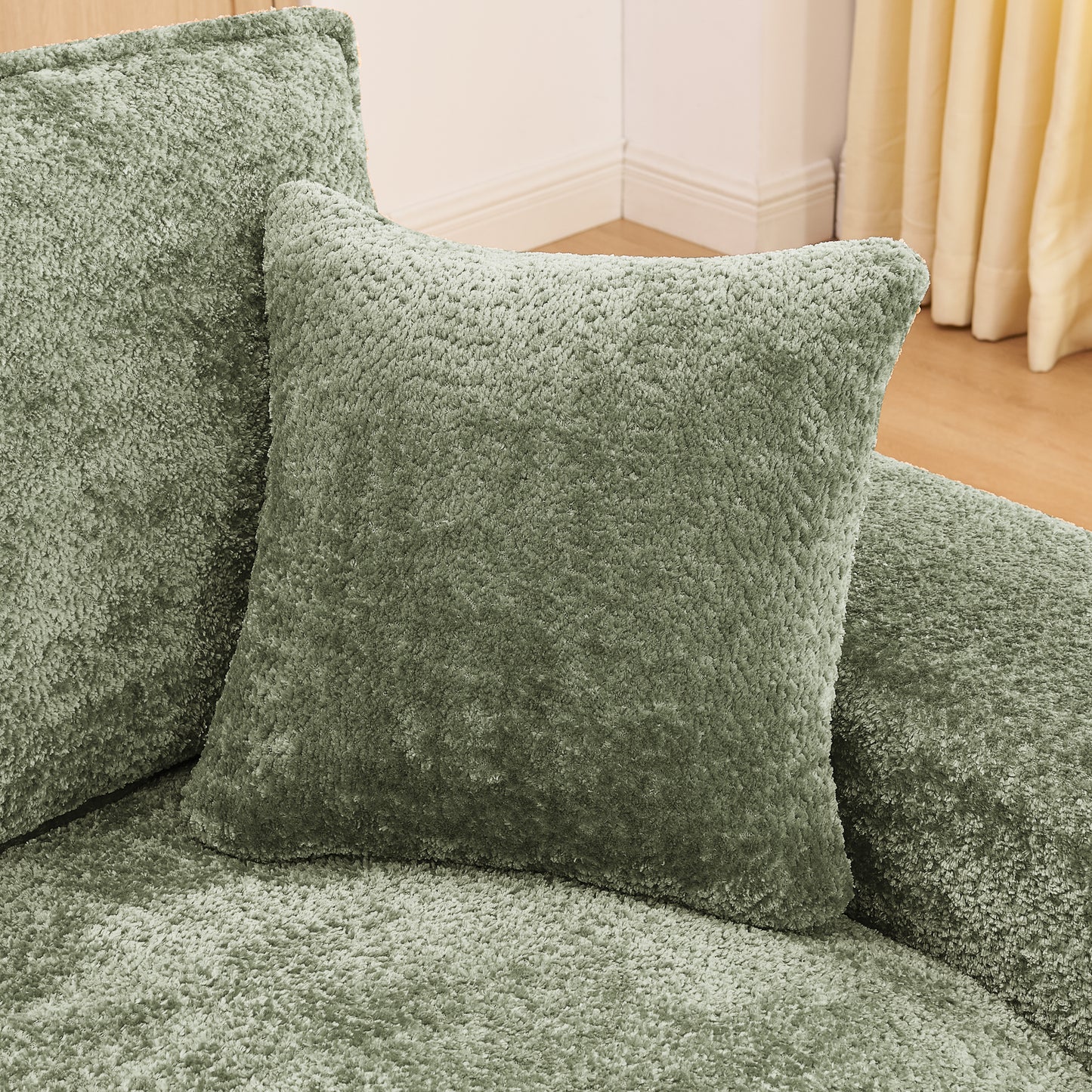 Green Boucle Modular Sectional Sofa - 6 Seat L Shape
