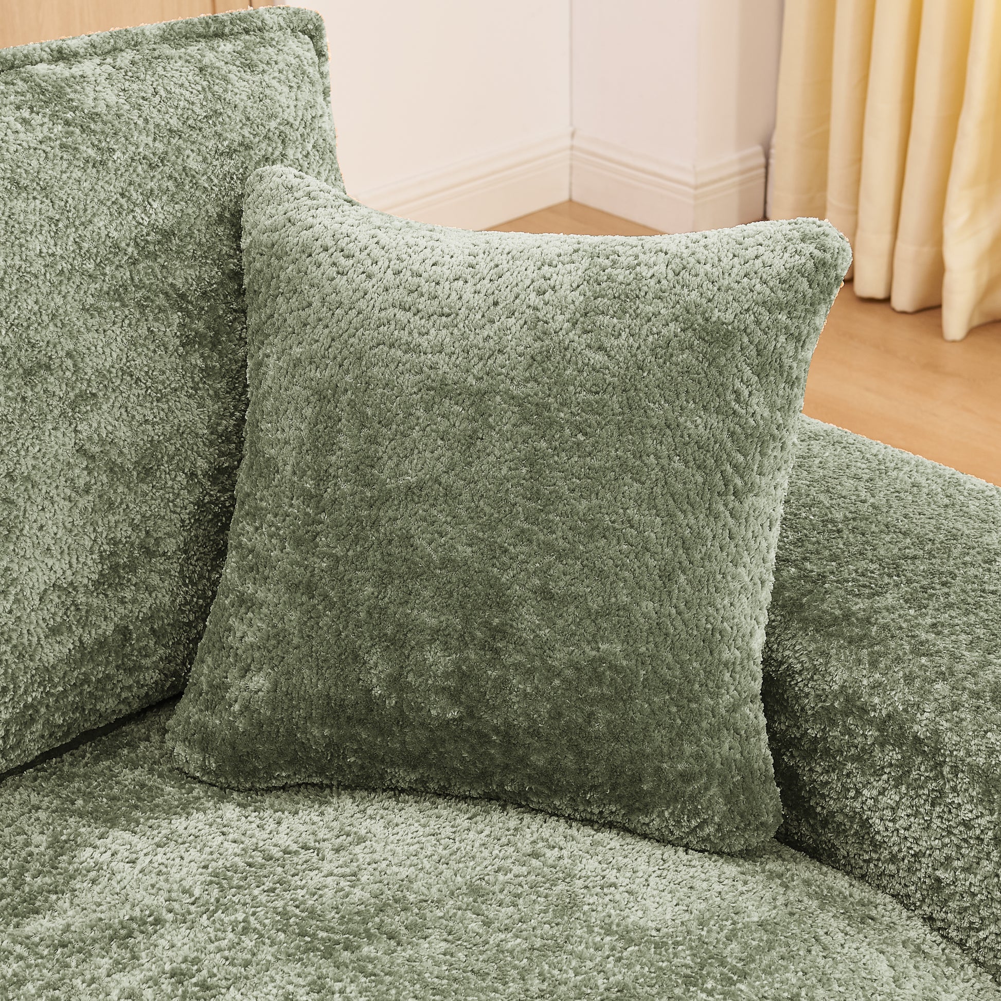 Green Boucle Modular Sectional Sofa - 6 Seat L Shape