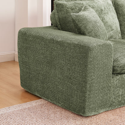 Green Boucle Modular Sectional Sofa - 6 Seat L Shape