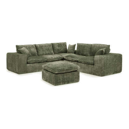 Green Boucle Modular Sectional Sofa - 6 Seat L Shape