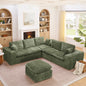 107'' Modern Boucle L-shaped Sectional Sofa with Moveable Ottoman for Living Room, Comfy Cloud Couch with Pillows, DIY Combination