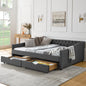 Queen Size Daybed with Drawers Upholstered Tufted Sofa Bed,,with Button on Back and Copper Nail on Waved Shape Arms(84.5"x63.5"x26.5") (OLD SKU: W1413S00034)