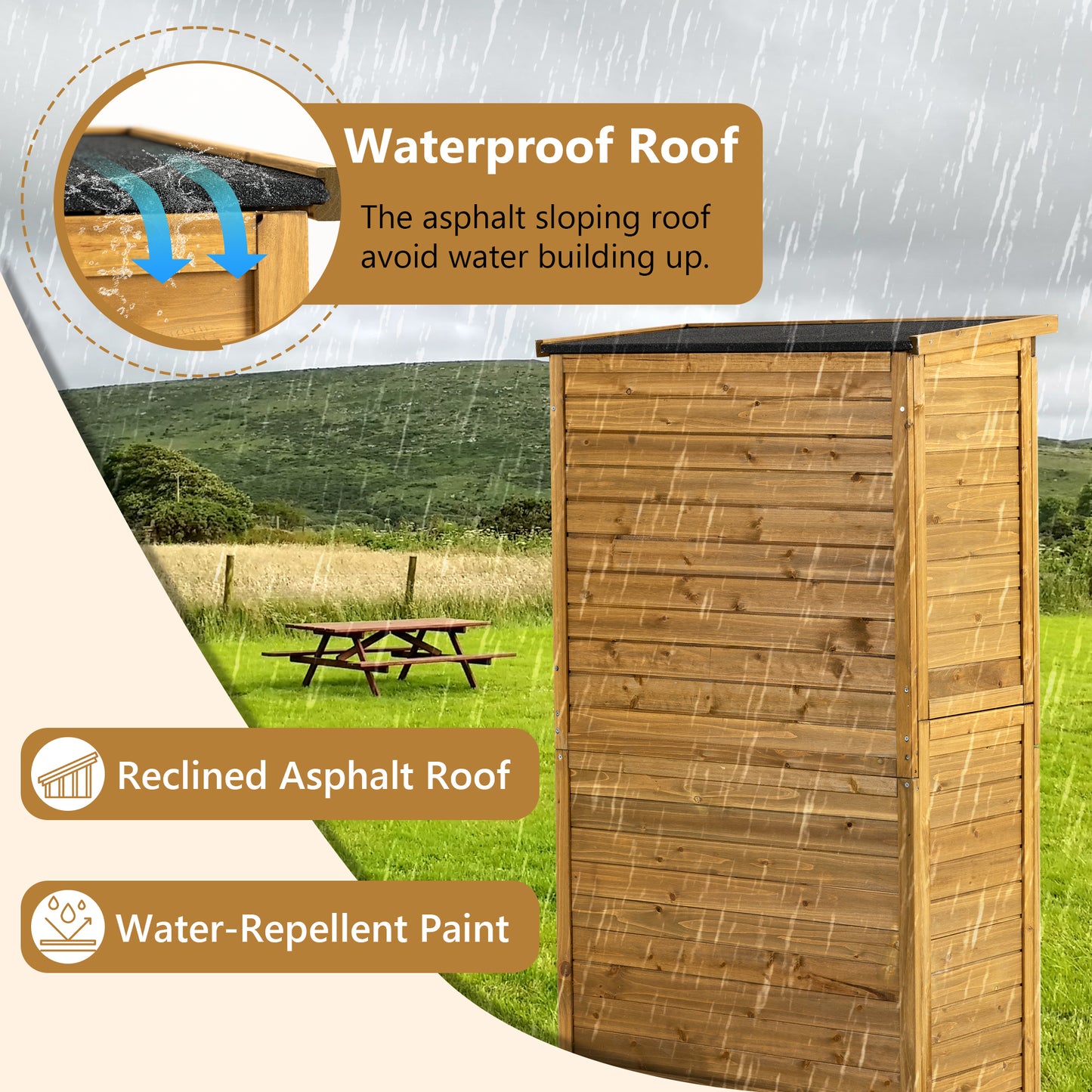 Outdoor Wood Storage Shed - Weatherproof & Secure
