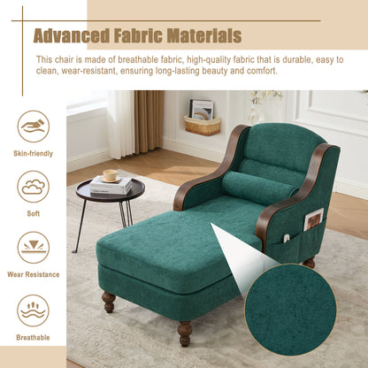 Emerald Chenille Recliner - 53" Wide Chaise Lounge