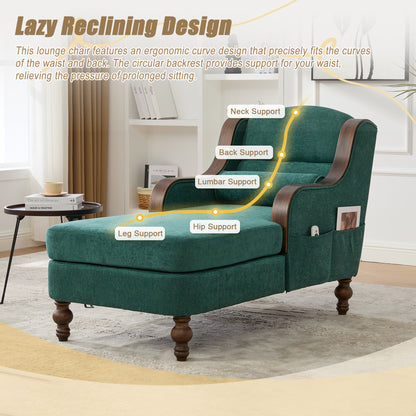 Emerald Chenille Recliner - 53" Wide Chaise Lounge