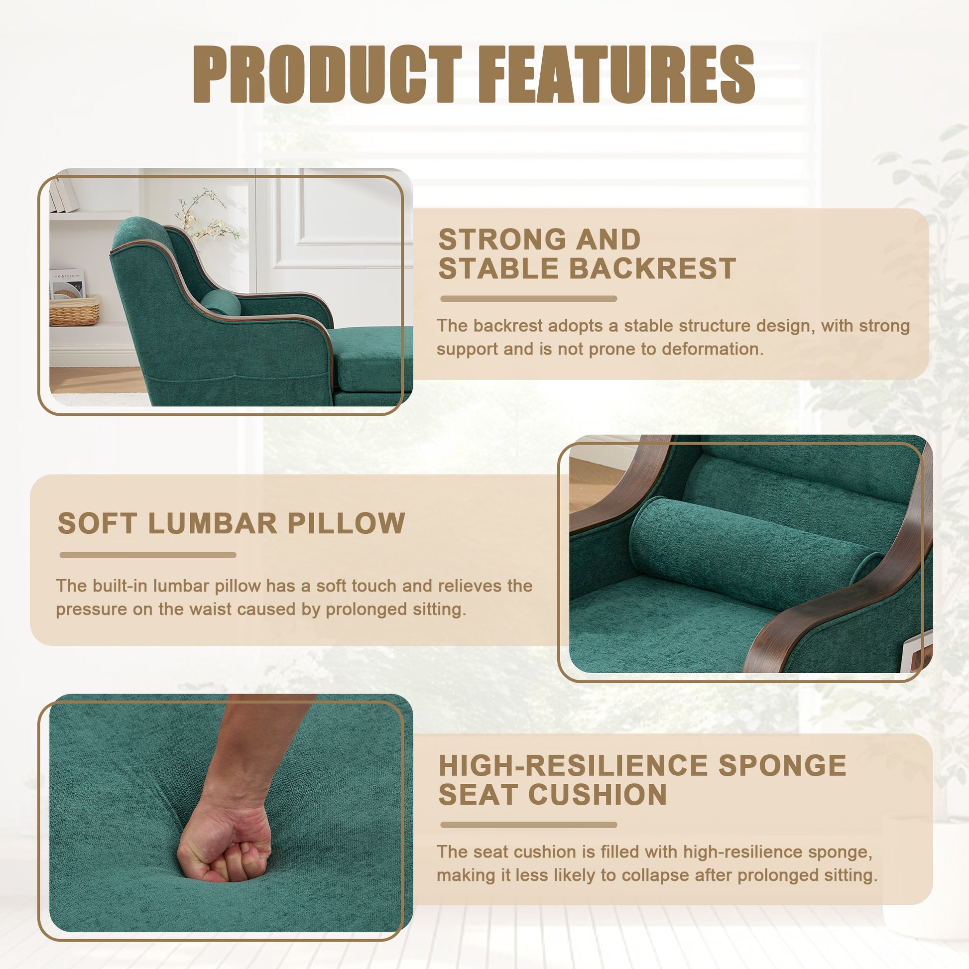 Emerald Chenille Recliner - 53" Wide Chaise Lounge