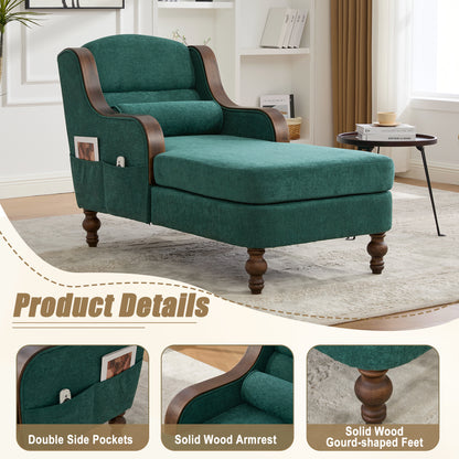 Emerald Chenille Recliner - 53" Wide Chaise Lounge