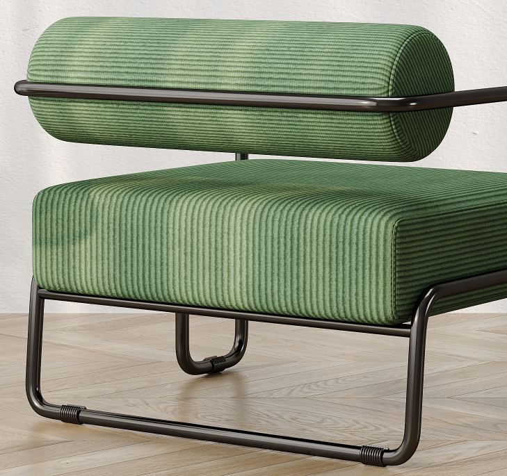Dark Green Corduroy Accent Chair - 27"L for Living Room
