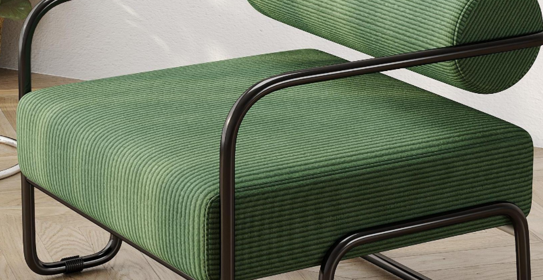 Dark Green Corduroy Accent Chair - 27"L for Living Room