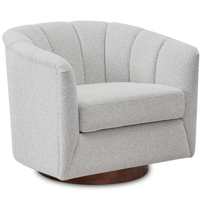 Ivory Fabric Swivel Chair - 33" Wide Comfort