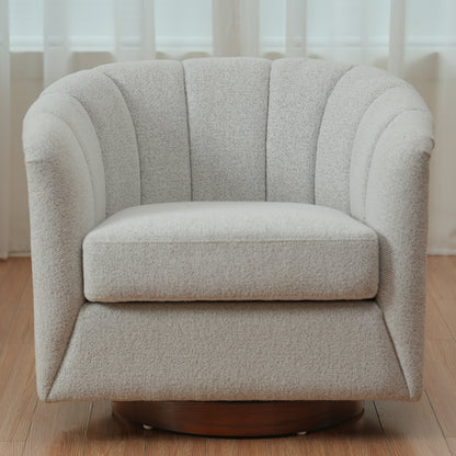 Ivory Fabric Swivel Chair - 33" Wide Comfort