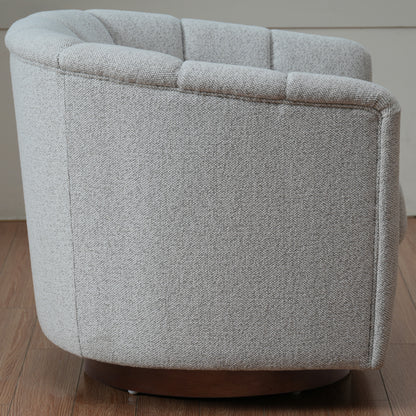 Ivory Fabric Swivel Chair - 33" Wide Comfort