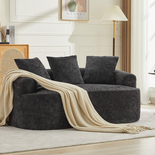 Curved Loveseat, Small Chenille Sofa with 3 Pillows, Deep Seat Couch for Apartment, Living Room, No Assembly Needed