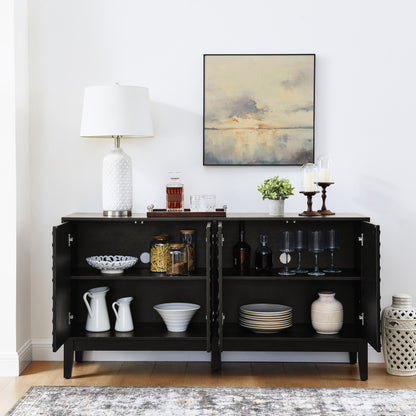 60.5" Black Buffet Cabinet - Farmhouse Sideboard with Storage
