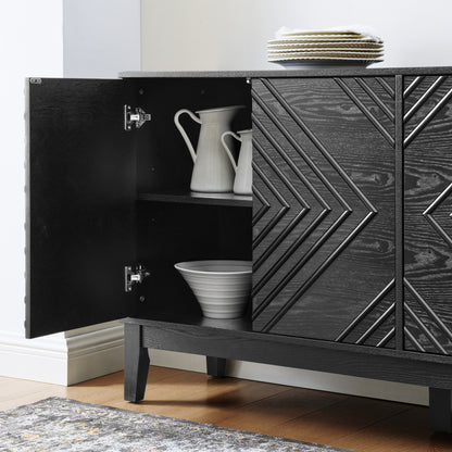 60.5" Black Buffet Cabinet - Farmhouse Sideboard with Storage