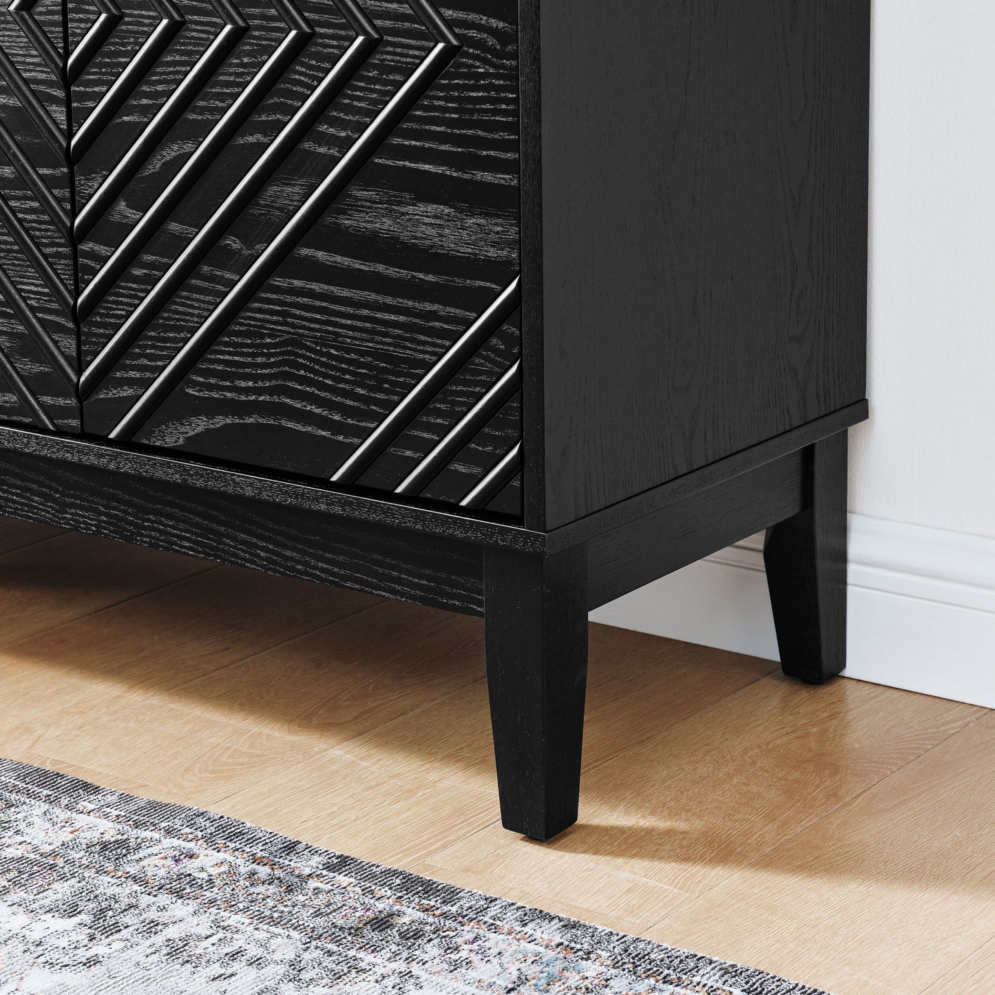 60.5" Black Buffet Cabinet - Farmhouse Sideboard with Storage