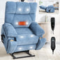 Blue Heat Massage Dual Motor Infinite Position Up to 350 LBS Large Electric Power Lift Recliners with Hidden Cup Holders, Power-Remote, Medium-firm and Heavy Duty