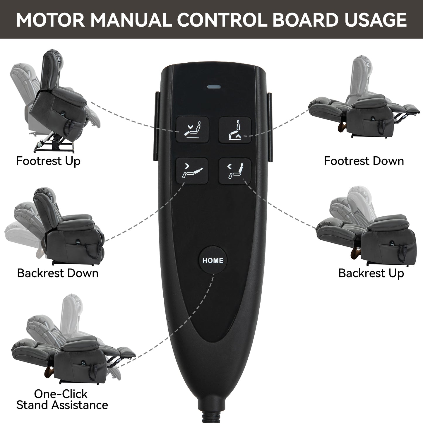 Grey Power Lift Recliner: Massage & Heat Comfort