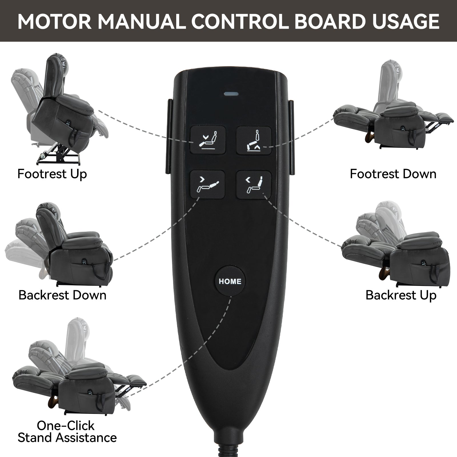 Grey Power Lift Recliner: Massage & Heat Comfort
