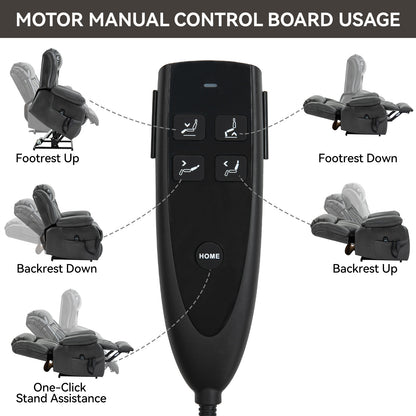 Grey Power Lift Recliner: Massage & Heat Comfort
