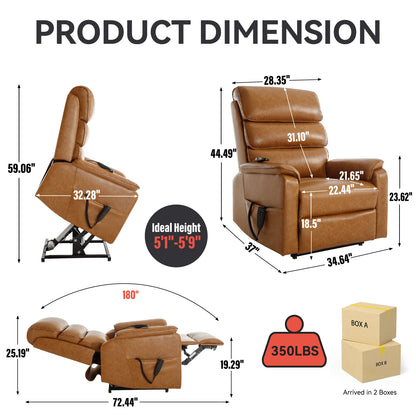 Yellow Brown Power Lift Recliner Chair - 36" Primary Living Space