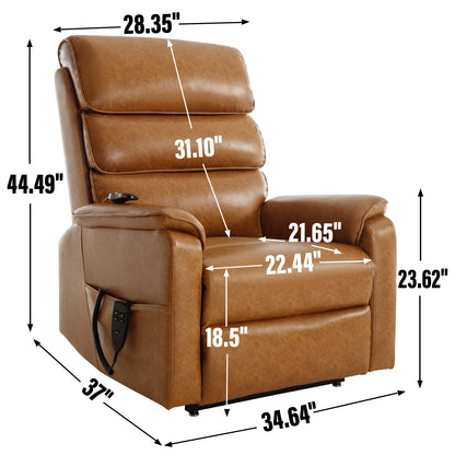 Yellow Brown Power Lift Recliner Chair - 36" Primary Living Space