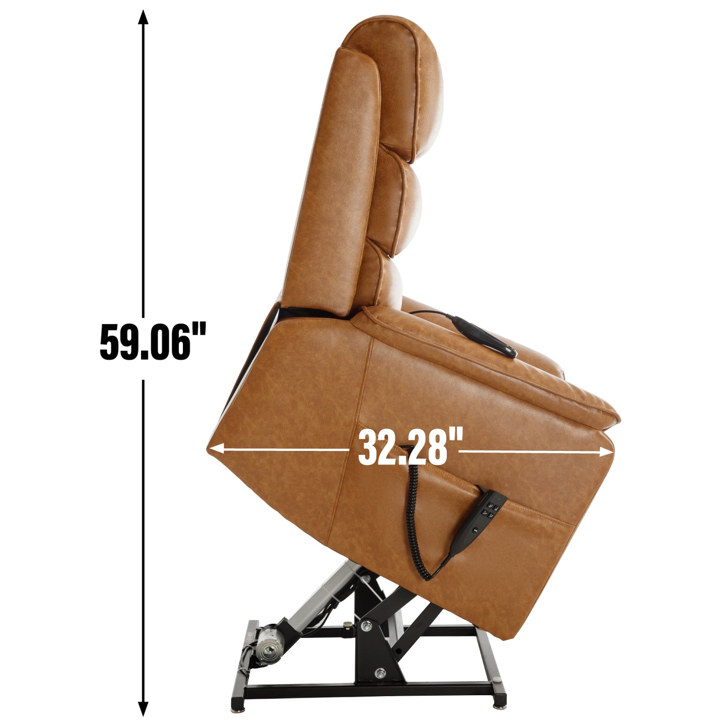 Yellow Brown Power Lift Recliner Chair - 36" Primary Living Space